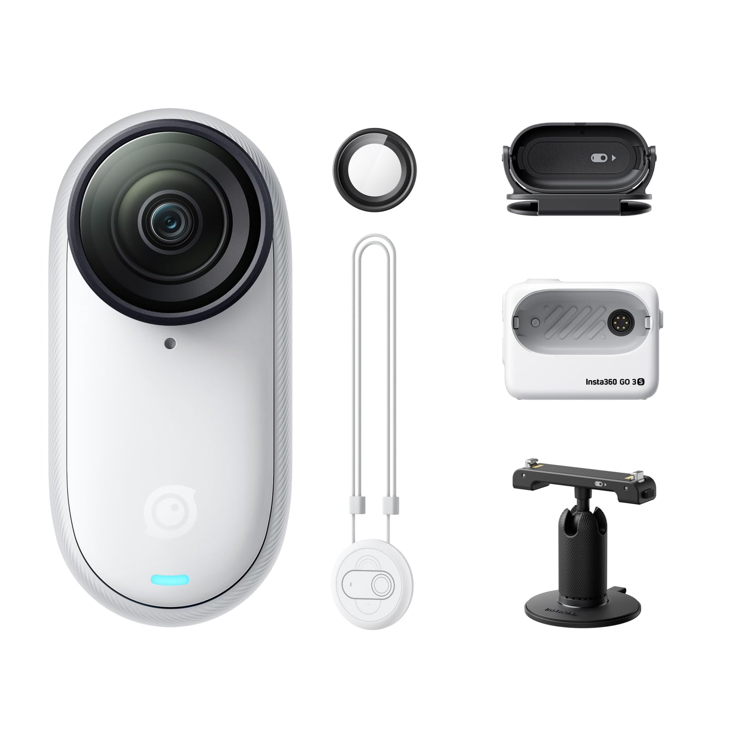 Insta360 GO 3S - 64 GB White 4K Tiny Portable Vlogging Camera Hands-Free POVs Mount Anywhere Stabilization 140 Min Battery Life 10m Waterproof Pet POV