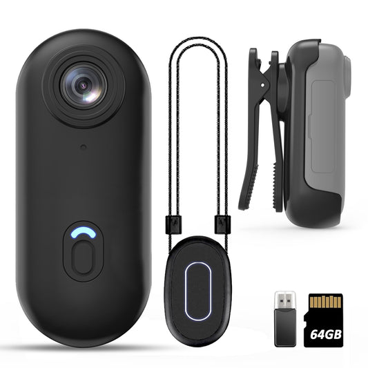 KSADBOSSBO Action Mini Body Camera with Audio & Video Recording - 1080p Personal Civilian Wearable Small 64G Cam - Tiny Pocket Vlogging Portable Hands Free Worn POV Recorder - Travel Pets Baby Family